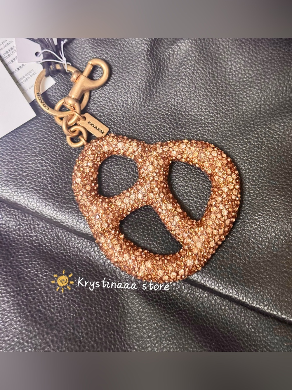 NWT Coach Large Crystal Pretzel Bag Charm CCY89 Fast Shipping!